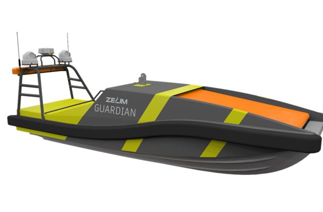 A rendering of the Zelim Guardian, an autonomous rescue craft.