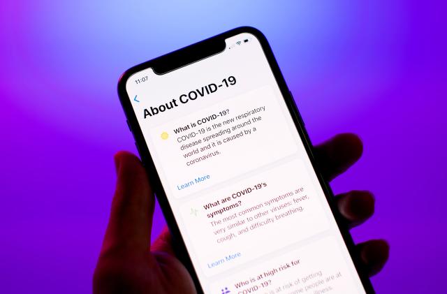 iPhone with COVID-19 screening tool