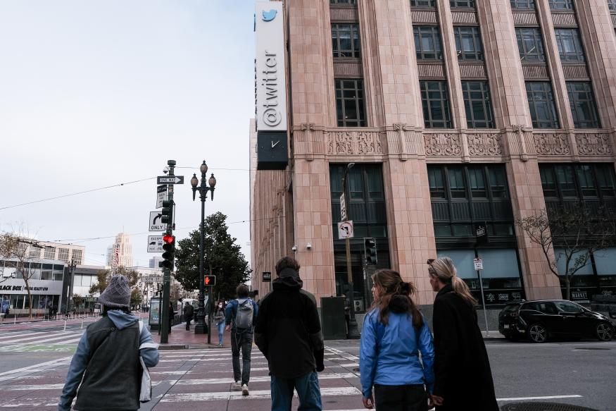 SAN FRANCISCO, CA - NOVEMBER 04: Twitter headquarters stands on the intersection of Market Street and 10th Street on November 4, 2022 in San Francisco, California. Twitter Inc reportedly began laying off employees across its departments on Friday as new owner Elon Musk is reportedly looking to cut around half of the company's workforce. (Photo by David Odisho/Getty Images)