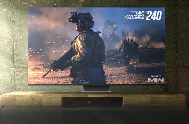 An image of a TCL QM8 TV featuring Call of Duty.