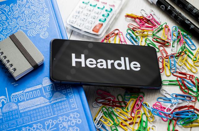 POLAND - 2023/03/07: In this photo illustration a Heardle logo seen displayed on a smartphone. (Photo Illustration by Mateusz Slodkowski/SOPA Images/LightRocket via Getty Images)