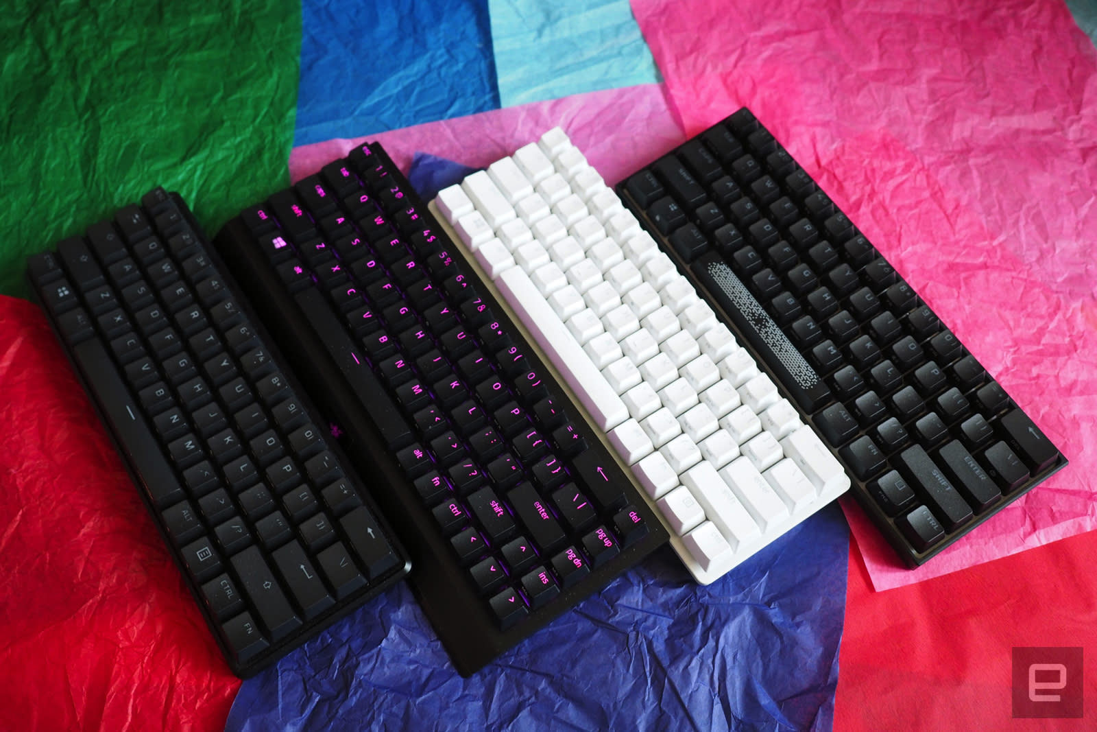 Four 60-percent keyboards in a row