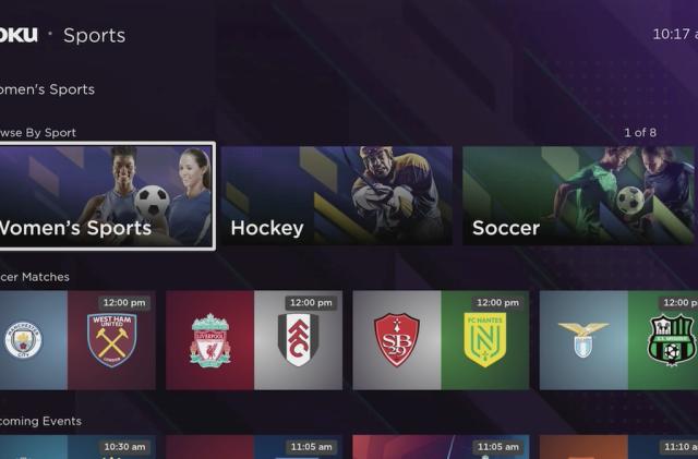 The Roku screen showing a channel for women's sports