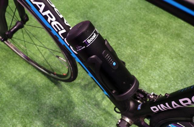 Image of the La Vita Boost Bike Battery on the downtube of a Pinarello bike.