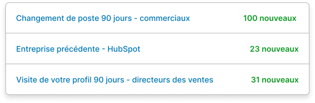 exemple de listes de prospects sur Sales Navigator