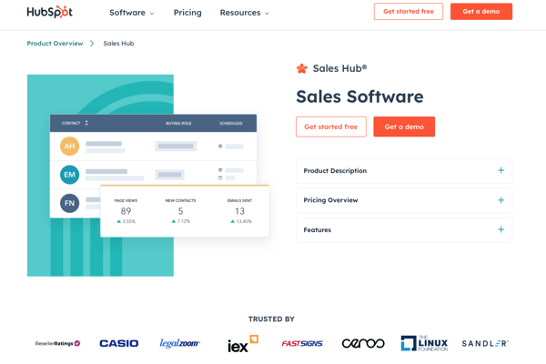 Screenshot der ‚HubSpot Sales Hub‘-Website